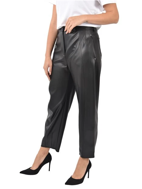 PANTALONI EFFETTO PELLE DONNA NERO