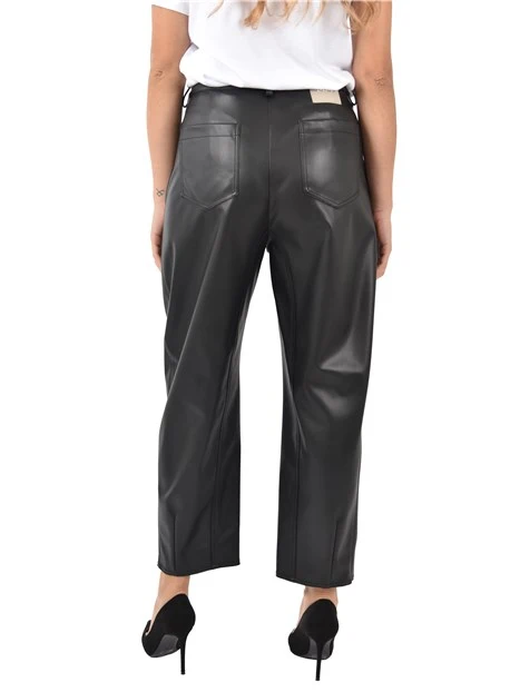 PANTALONI EFFETTO PELLE DONNA NERO