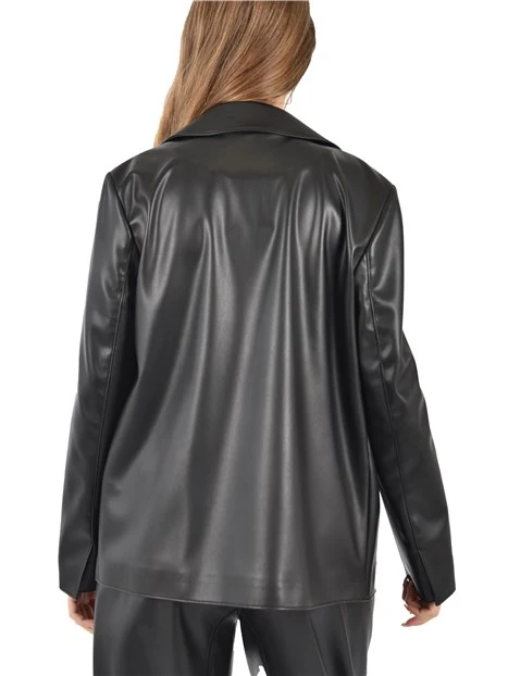 GIACCA IN EFFETTO PELLE CON TASCHE DONNA NERO