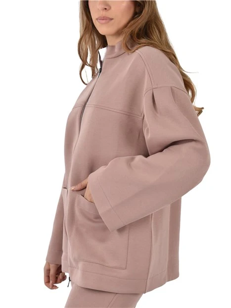 FELPA IN TESSUTO TECNICO CON CERNIERA DONNA ROSA