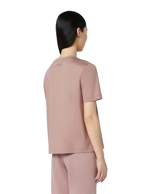 T-SHIRT MANICHE CORTE CON RICAMO FLOREALE DONNA ROSA