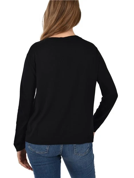 MAGLIA GIROCOLLO IN MISTO SETA DONNA NERO
