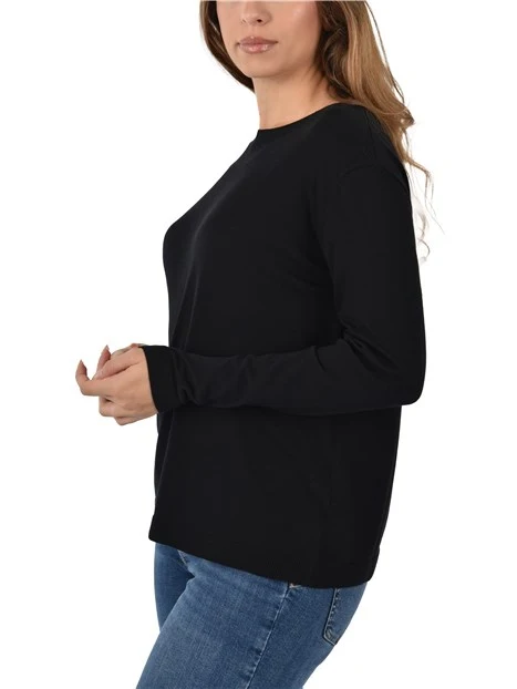 MAGLIA GIROCOLLO IN MISTO SETA DONNA NERO