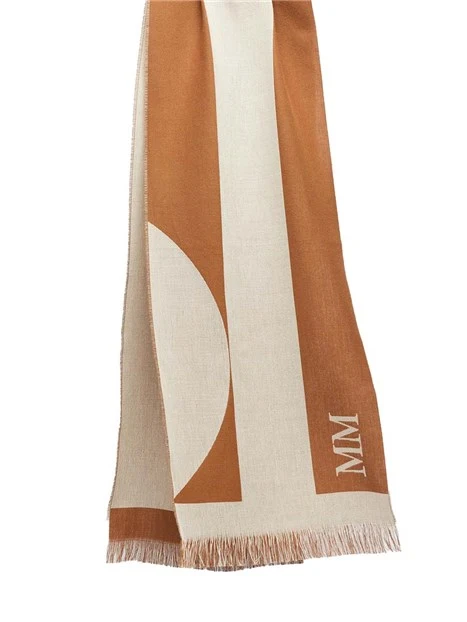 STOLA CON LOGO IN COTONE E LANA DONNA BIANCO