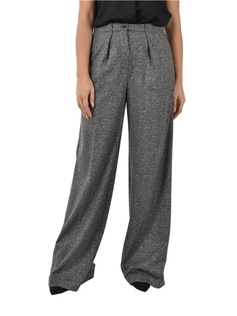 PANTALONI PALAZZO IN JERSEY CON PINCES DONNA NERO