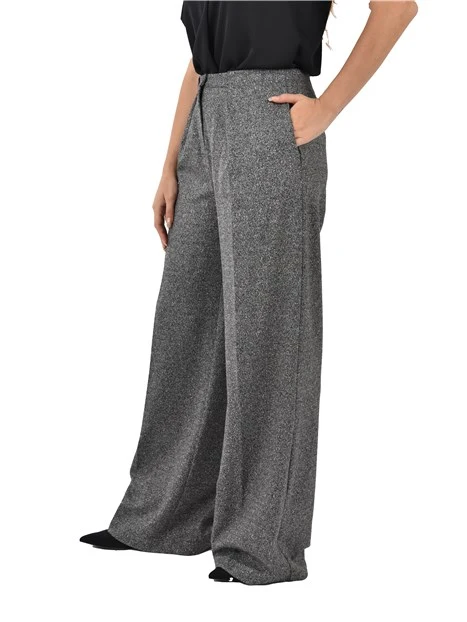 PANTALONI PALAZZO IN JERSEY CON PINCES DONNA NERO