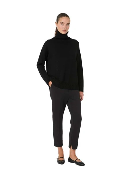 PANTALONI SIGARETTA  CON SPACCO SUL FONDO DONNA NERO