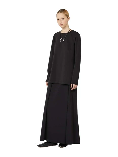 T-SHIRT MANICHE LUNGHE CON SPACCHI LATERALI DONNA NERO