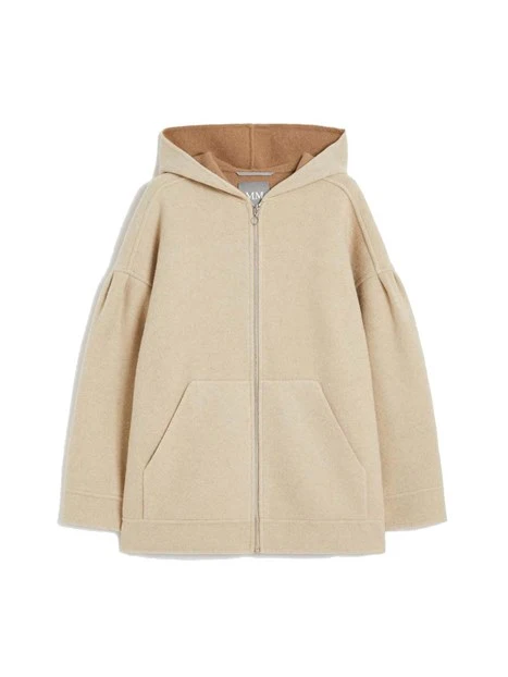 FELPA CON ZIP CON DETTAGLI A CONTRASTO E CAPPUCCIO DONNA BEIGE