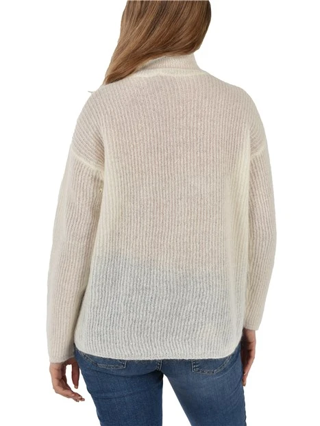 MAGLIA DOLCEVITA CON LAVORAZIONE A COSTE  DONNA AVORIO