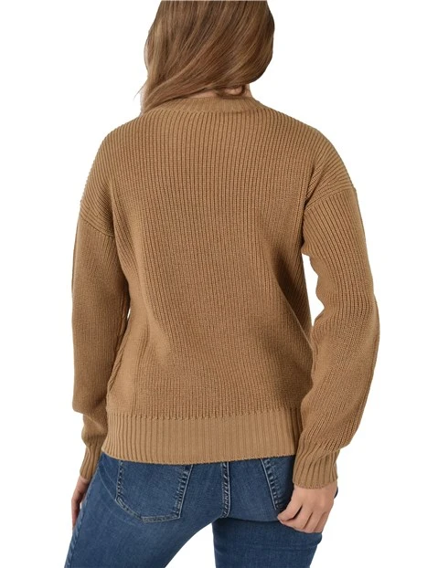 MAGLIA IN LANA CON MOTIVO JACQUARD DONNA MARRONE