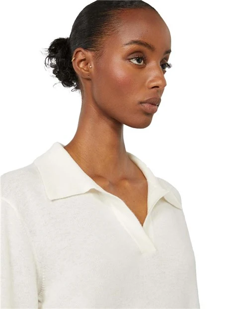 POLO MANICA LUNGA IN MISTO CASHMERE DONNA AVORIO