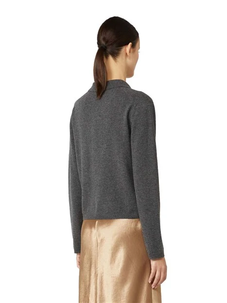 POLO MANICA LUNGA IN MISTO CASHMERE DONNA GRIGIO