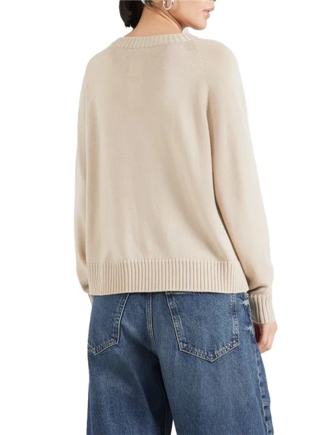 MAGLIA GIROCOLLO  CON BORDI RIFINITI DONNA BEIGE