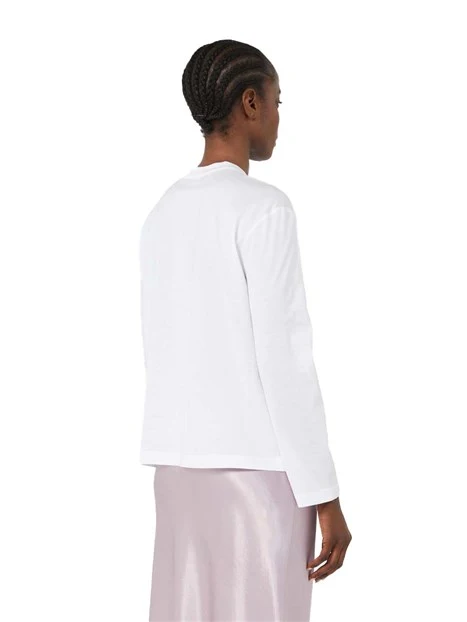 T-SHIRT MANICA LUNGA GIROCOLLO IN COTONE DONNA BIANCO