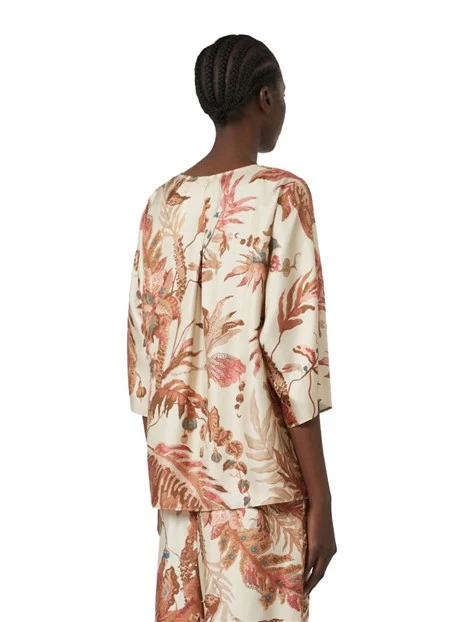 BLUSA CON STAMPA IN SETA DONNA BIANCO