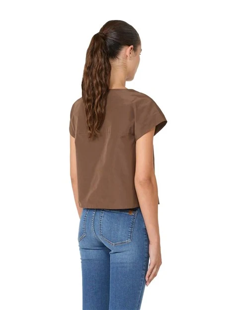 T-SHIRT MANICA CORTA MANICHE A KIMONO DONNA MARRONE
