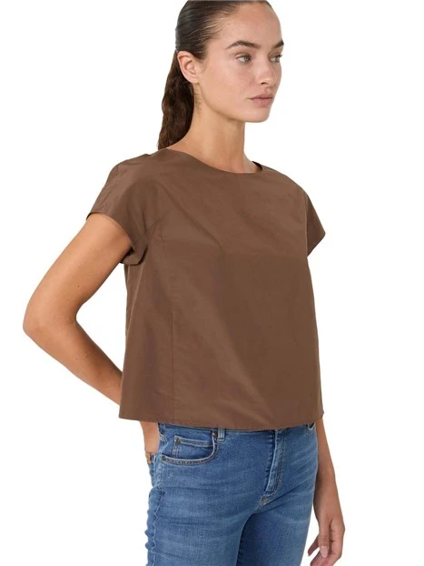 T-SHIRT MANICA CORTA MANICHE A KIMONO DONNA MARRONE