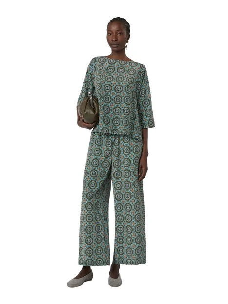 BLUSA GIROCOLLO IN SETA DONNA AZZURRO