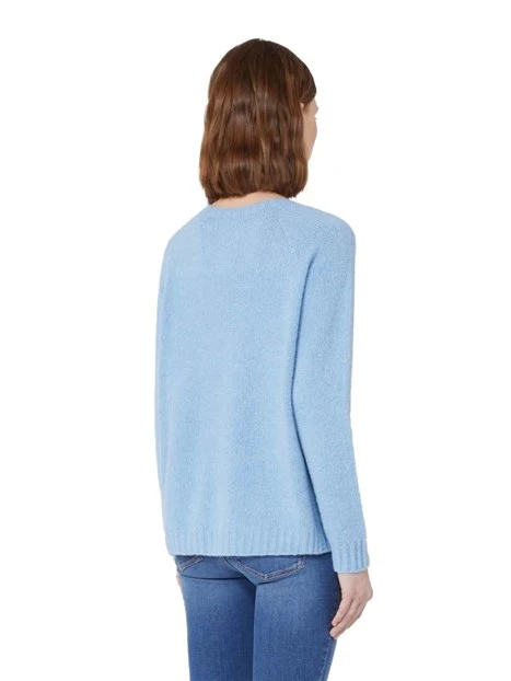 MAGLIA GIROCOLLO IN FILATO ALPACA E COTONE DONNA AZZURRO