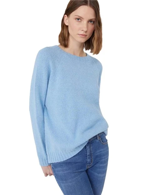 MAGLIA GIROCOLLO IN FILATO ALPACA E COTONE DONNA AZZURRO