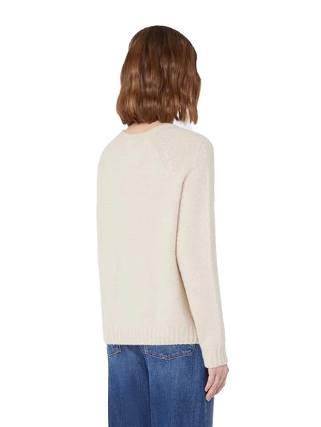 MAGLIA GIROCOLLO IN FILATO ALPACA E COTONE DONNA AVORIO