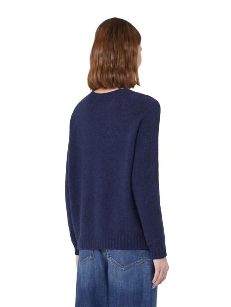 MAGLIA GIROCOLLO IN FILATO ALPACA E COTONE DONNA BLU