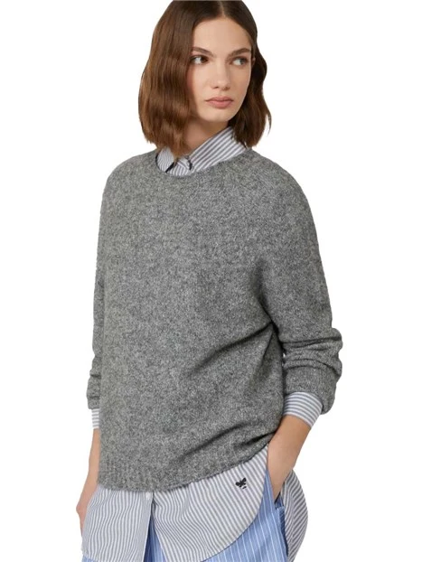 MAGLIA GIROCOLLO IN FILATO ALPACA E COTONE DONNA GRIGIO