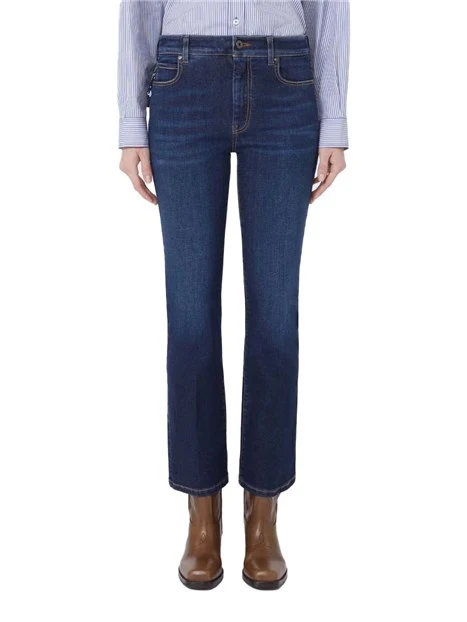 JEANS CROPPED CON LOGO FARFALLA APPLICATO DONNA BLU JEANS