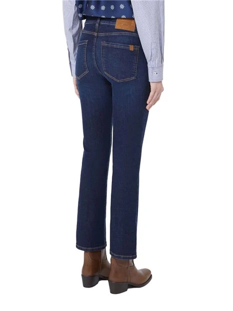 JEANS CROPPED CON LOGO FARFALLA APPLICATO DONNA BLU JEANS
