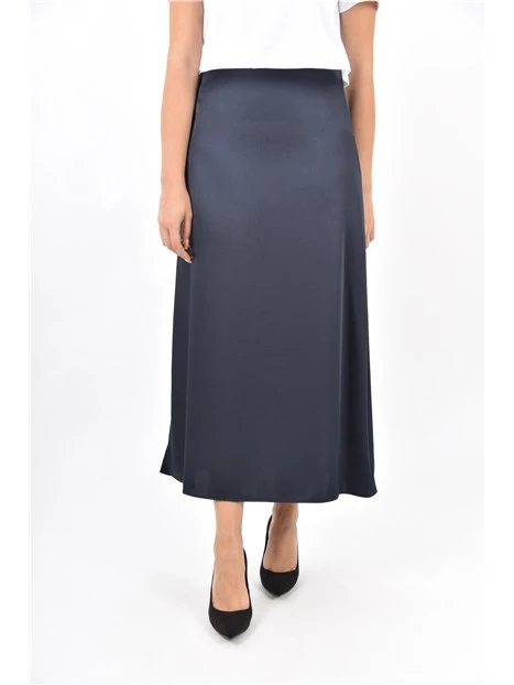 GONNA LUNGA IN RASO CON ZIP LATERALE BLU