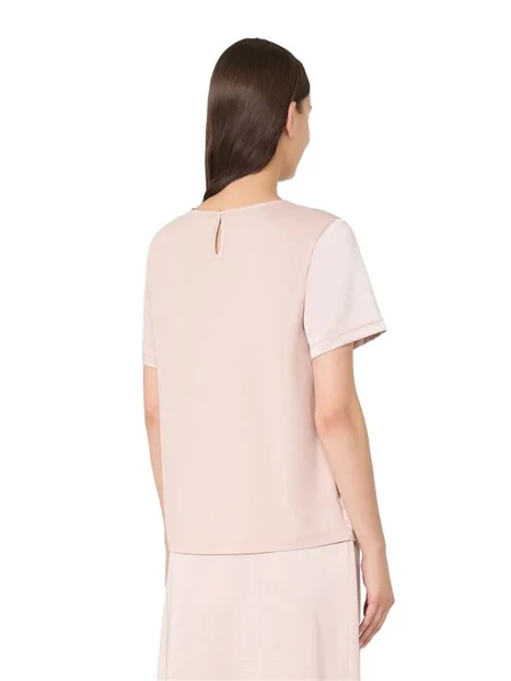T-SHIRT MANICA CORTA IN RASO CHIUSURA A GOCCIA DONNA ROSA
