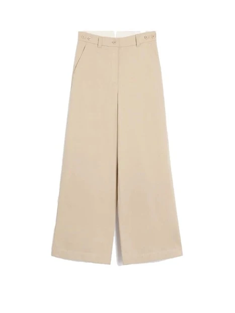 PANTALONI PALAZZO IN COTONE CON TASCHE ALLA FRANCESE DONNA BEIGE