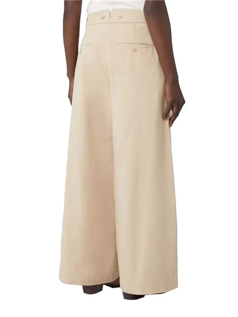 PANTALONI PALAZZO IN COTONE CON TASCHE ALLA FRANCESE DONNA BEIGE