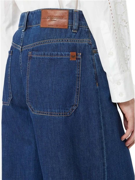 JEANS PALAZZO CON CUCITURE A CONTRASTO DONNA BLU