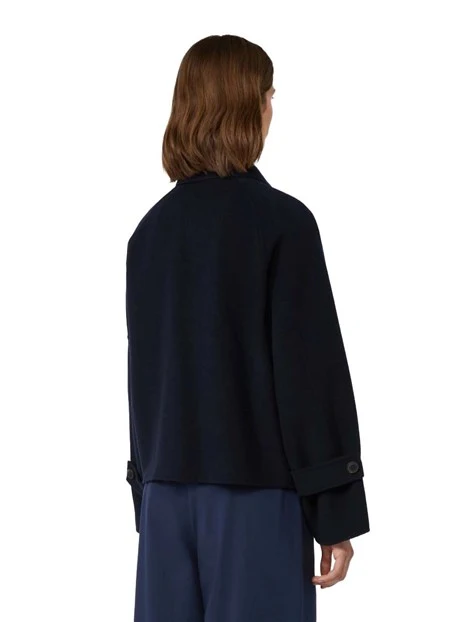CAPPOTTO CORTO CON BOTTONI NASCOSTI IN LANA DONNA BLU