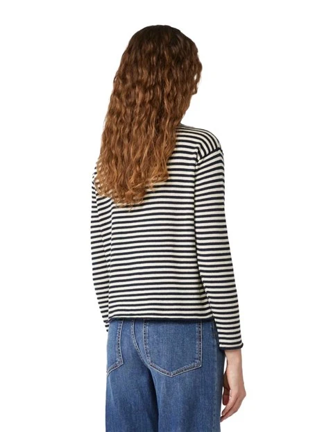CARDIGAN IN PURO COTONE A RIGHE DONNA BIANCO