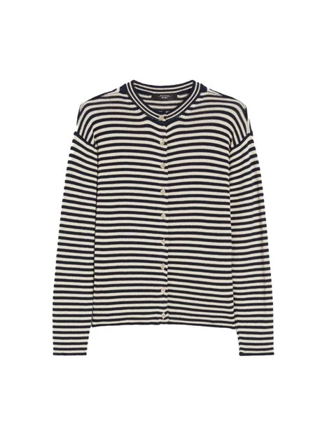 CARDIGAN IN PURO COTONE A RIGHE DONNA BIANCO