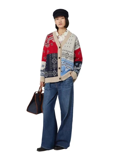 CARDIGAN IN COTONE CON SCOLLO A V DONNA BIANCO