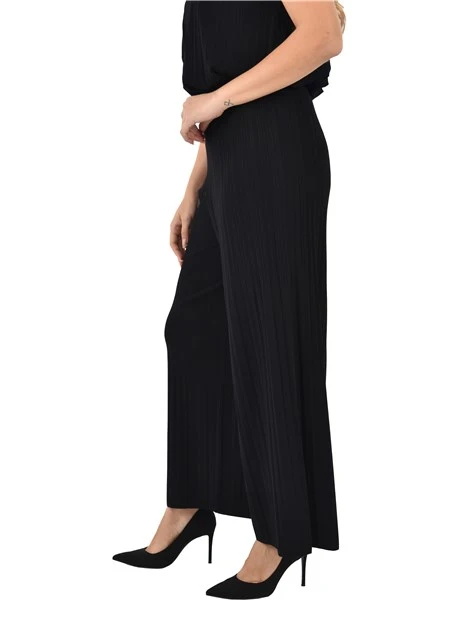 PANTALONI CROPPED PLISSETTATO DONNA NERO