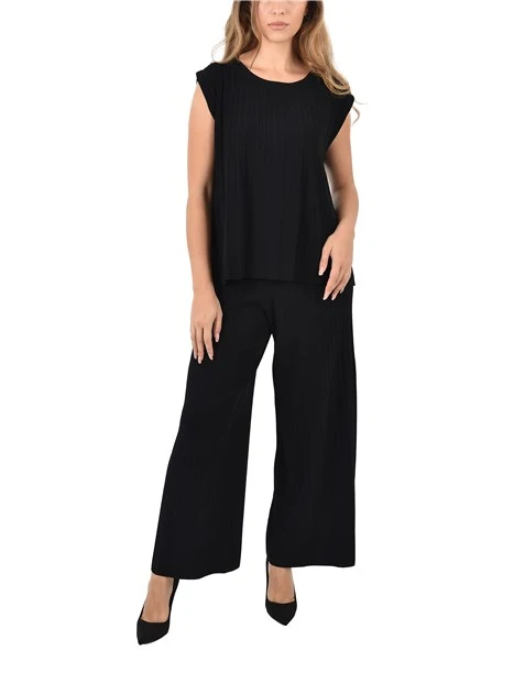 PANTALONI CROPPED PLISSETTATO DONNA NERO