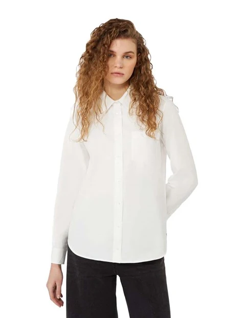 CAMICIA IN COTONE CON LOGO RICAMATO DONNA BIANCO