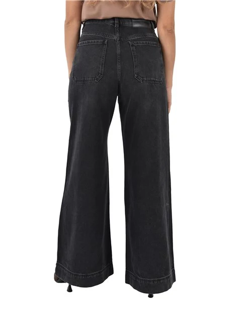 JEANS PALAZZO CHIUSURA CON BOTTONE E ZIP COPERTA DONNA NERO