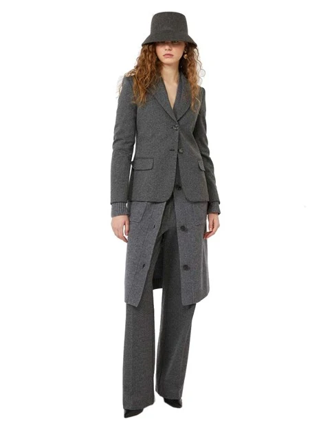 PANTALONI PALAZZO IN JERSEY CON PIEGA STIRATA DONNA GRIGIO