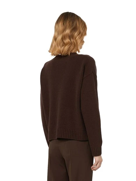 CARDIGAN IN LANA SCOLLO A V DONNA MARRONE