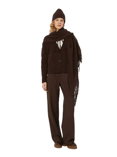 CARDIGAN IN LANA SCOLLO A V DONNA MARRONE