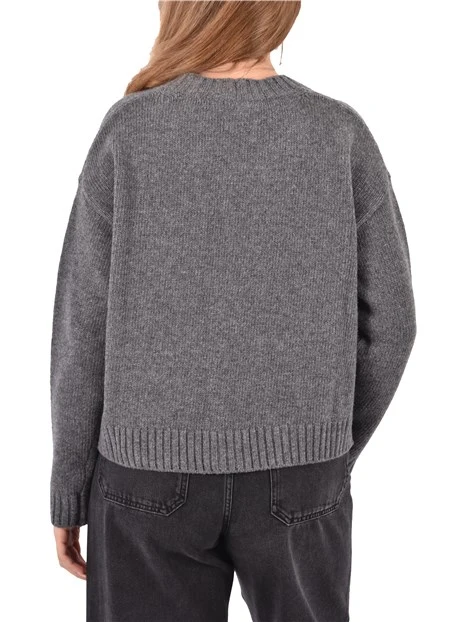 CARDIGAN IN PURA LANA CON TASCHE APPLICATE DONNA ANTRACITE