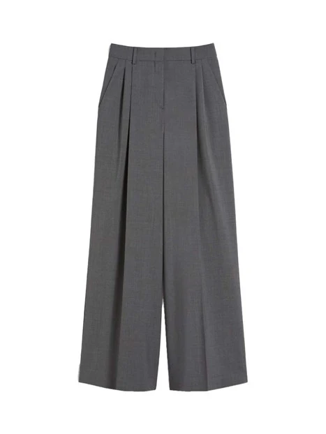 PANTALONI PALAZZO IN LANA CON TASCHE FILETTO DONNA GRIGIO