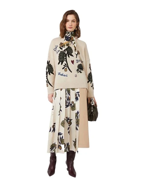 MAGLIA GIROCOLLO IN PURA LANA OVERSIZE DONNA BIANCO