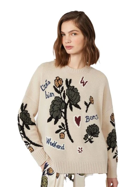 MAGLIA GIROCOLLO IN PURA LANA OVERSIZE DONNA BIANCO